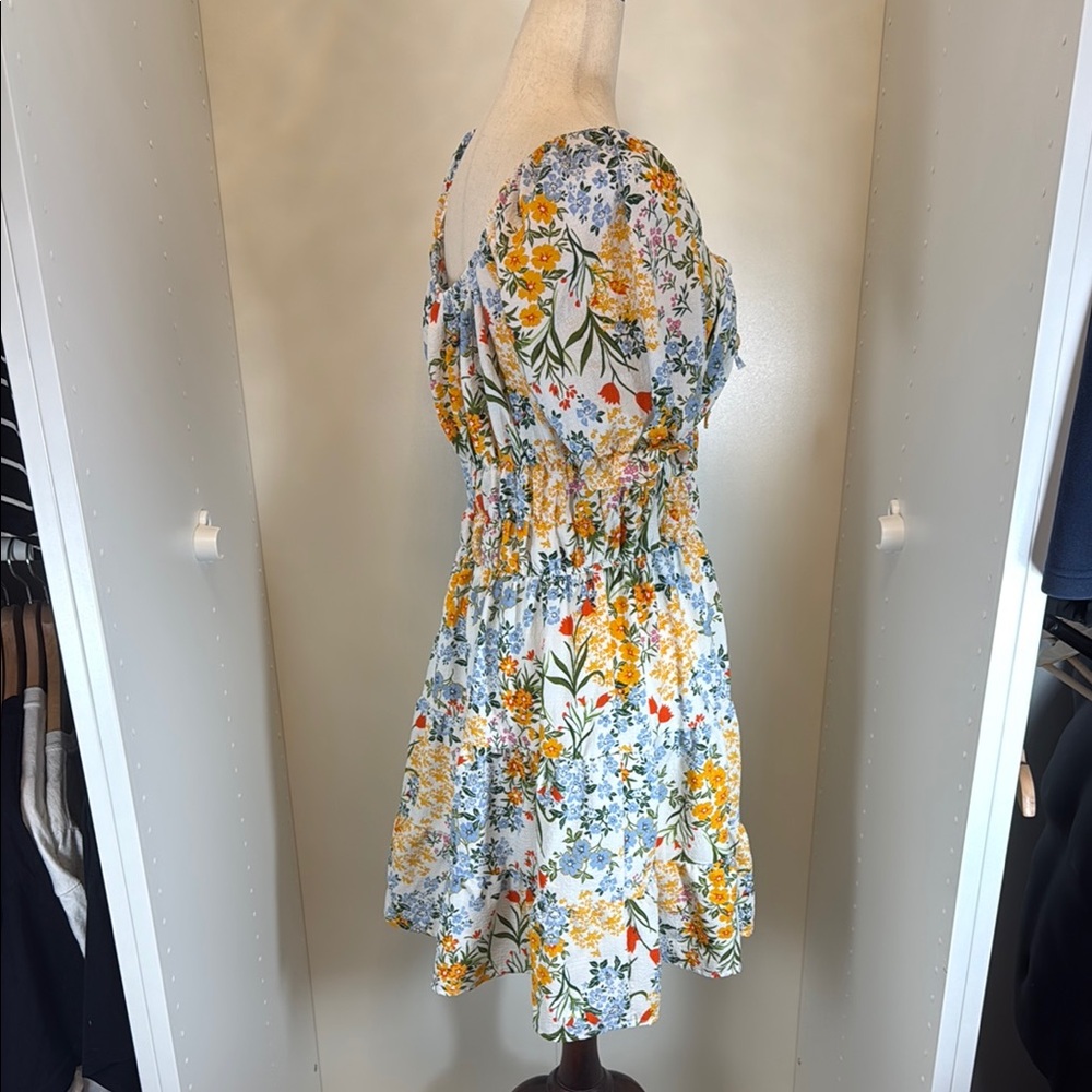 Liberty Love Yellow and Blue Smocked Puff Sleeve Sundress - Picture 3 of 5